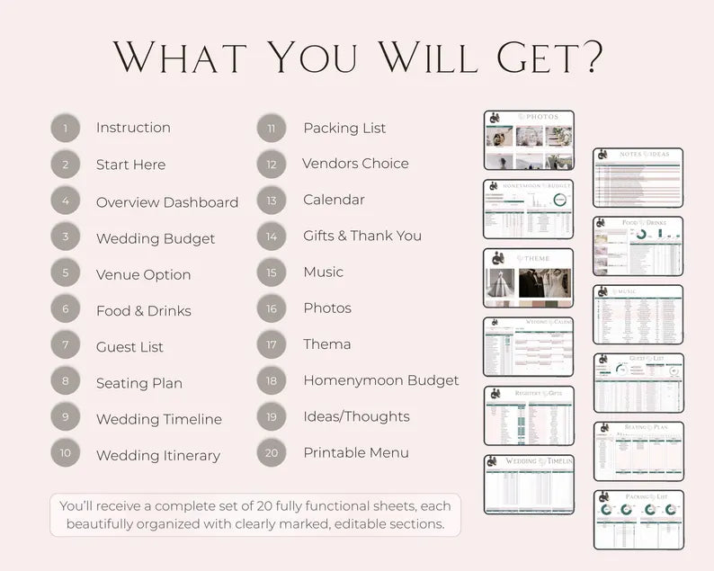 Modern Wedding Planner Spreadsheet – Google Sheets