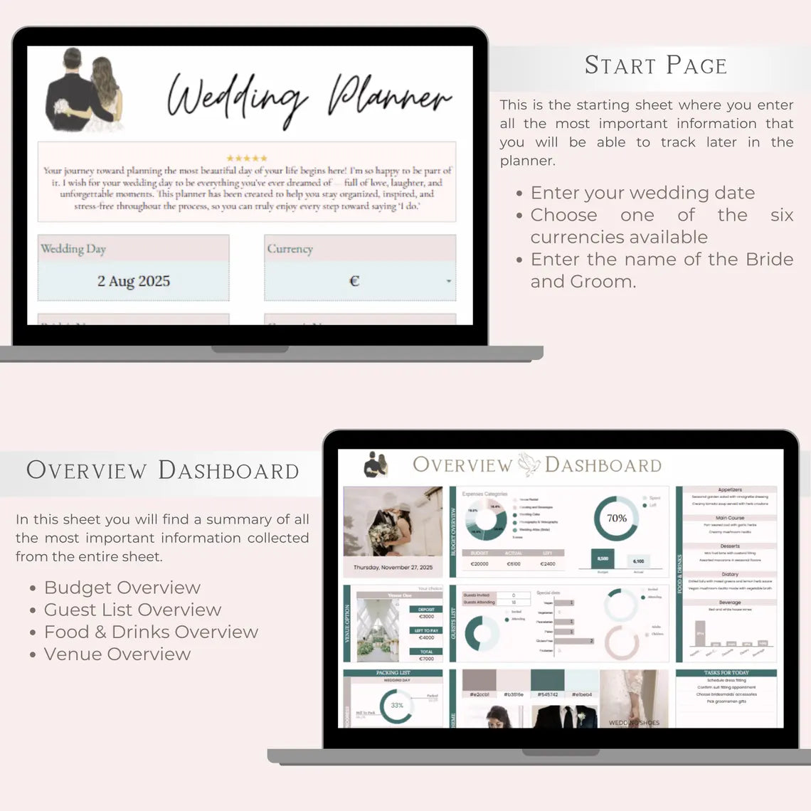 Modern Wedding Planner Spreadsheet – Google Sheets
