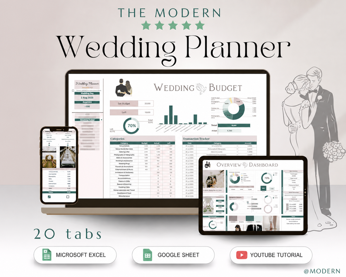 Modern Wedding Planner Spreadsheet – Google Sheets